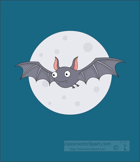 bat flying against moon clipart