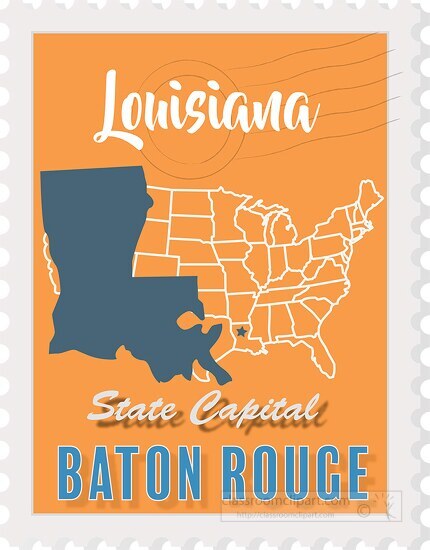 baton rouge louisiana state map stamp clipart 2
