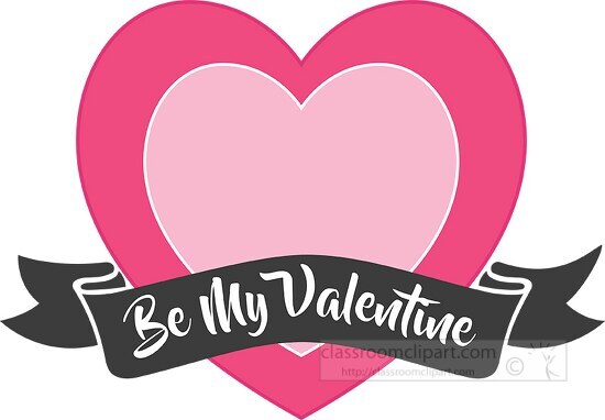 be my valentine heart banner clipart