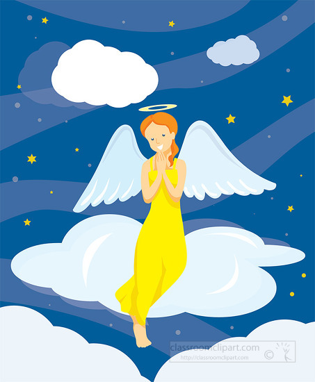 Beautiful Angel in Clouds Clipart