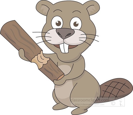 beaver holding tree branch clipart 7213