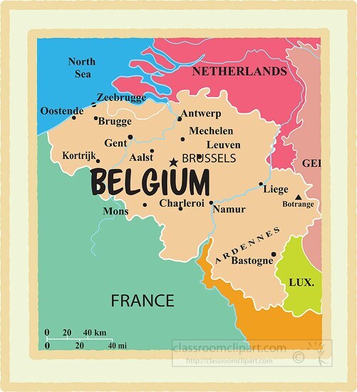 belgium country map color border