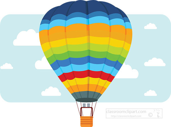 Aircraft Clipart-colorful hot air balloon light aircraft with wicker basket  clipa