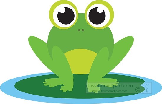 big eyed cute frog sittng on leaf clipart