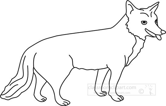 black outline animal clipart coyote