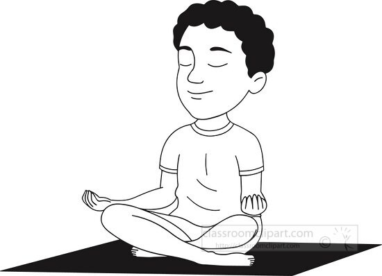 black outline boy doing meditation