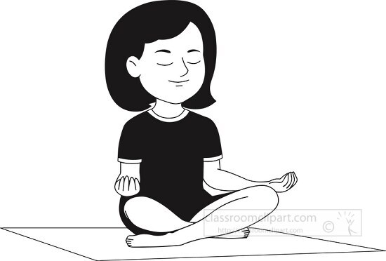 black outline girl doing meditation