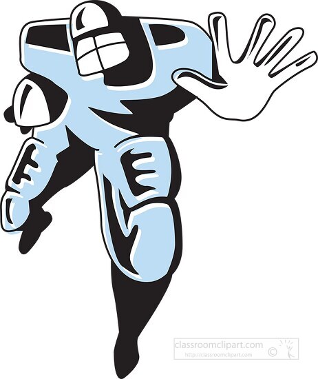 black outline offootball player blocking with hand out clipart c