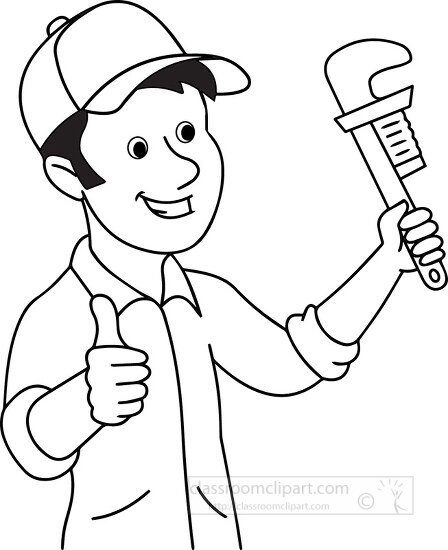 black outline plumber clipart