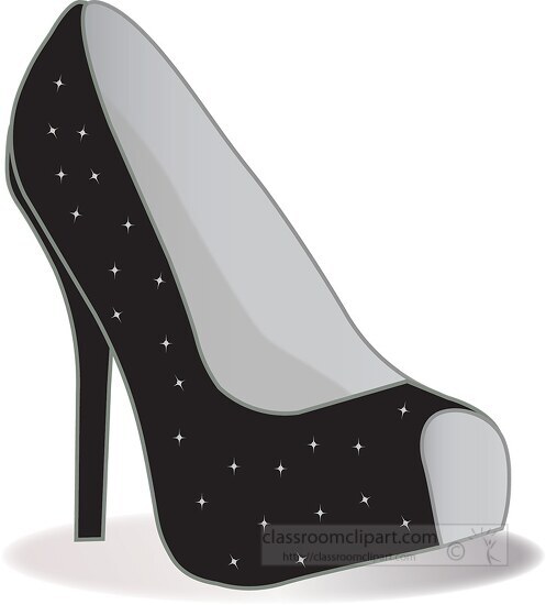 black sparkling0high heels clipart