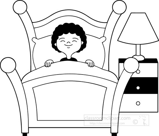 kids sleeping clipart black and white