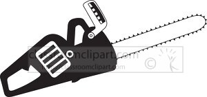 black white chainsaw outline clipart