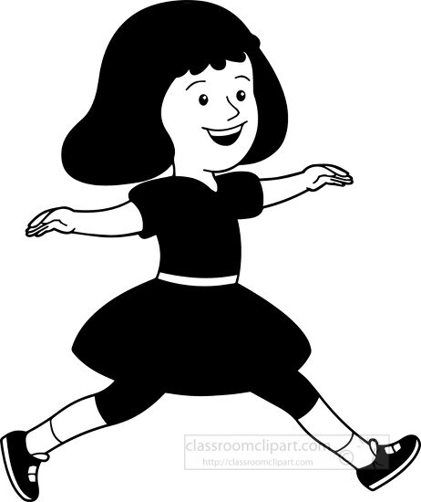 cartoon girl black and white