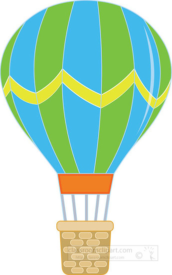 blue green hot air balloon clipart
