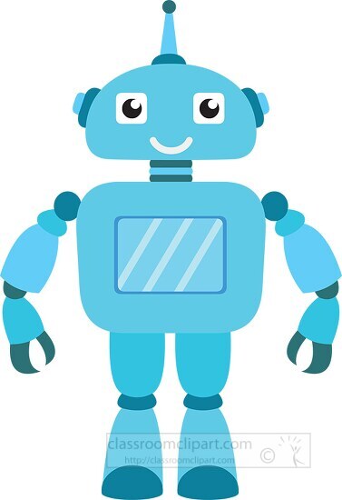 blue robot intelligent machine clipart graphic image
