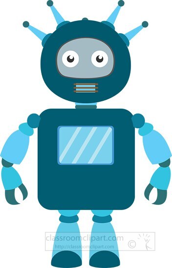 blue robot intelligent machine clipart graphic image 2
