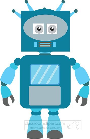 blue robot intelligent machine clipart graphic image 3A
