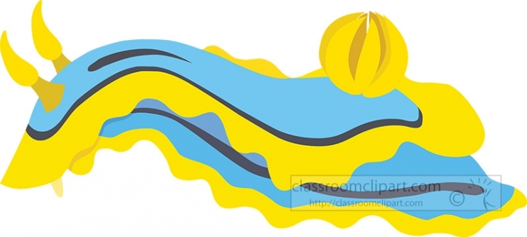 blue yellow sea slug marine animal clipart