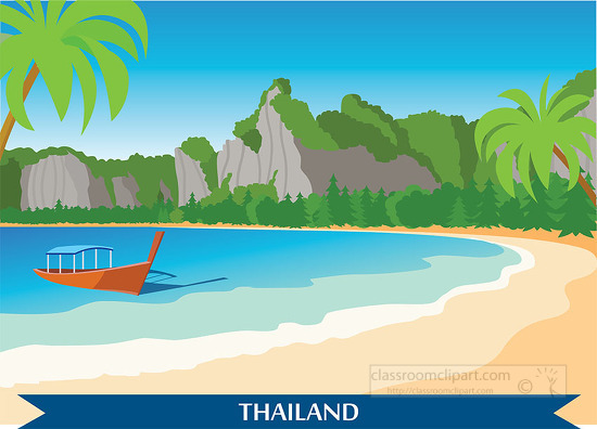boat on beach thailand clipart