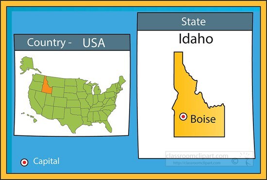 boise idaho state us map with capital