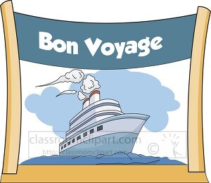 Bon Voyage Sign with Cruise Ship Clipart