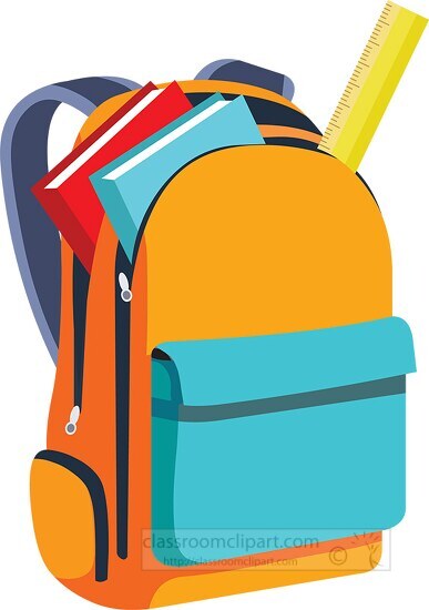 books and scale inside open bagpack back to school clipart
