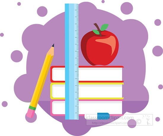 books scale pencil apple composition back to school clipart
