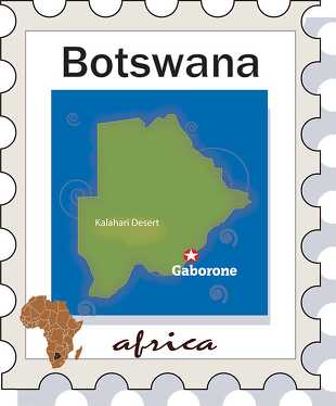 botswana africa stamp map