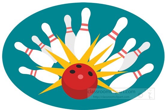 bowling ball striking pins clipart