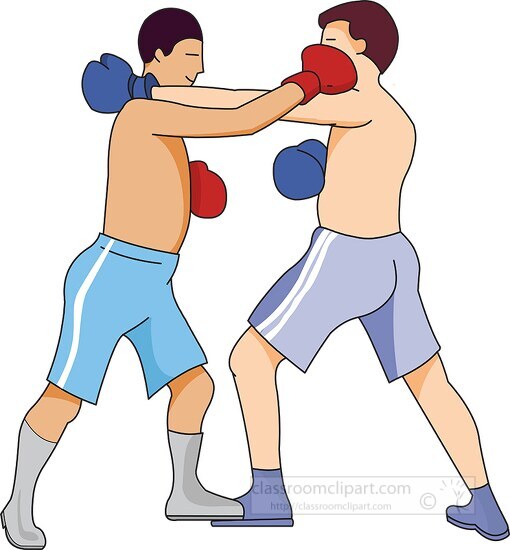 boxer hits other boxer on face clipart