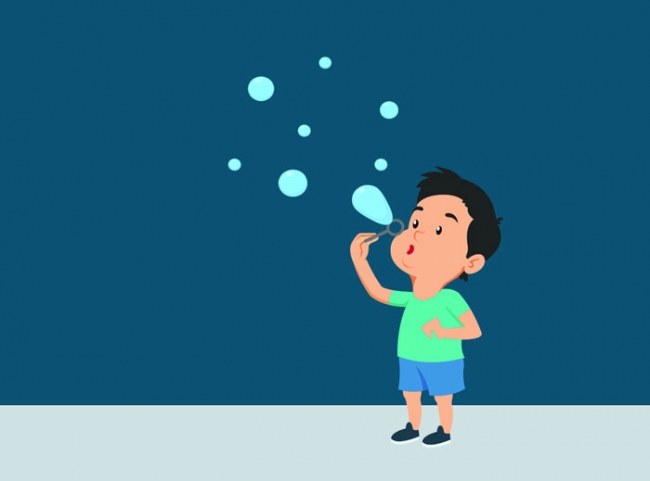 cartoon blowing bubbles
