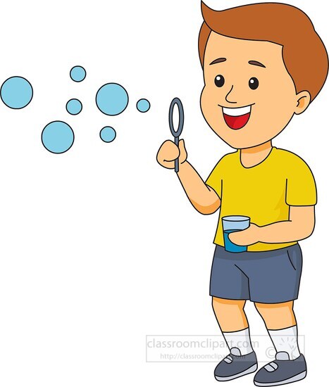 boy blowing bubbles clipart