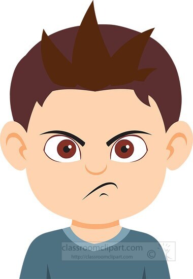 Boy character angry expression clipart
