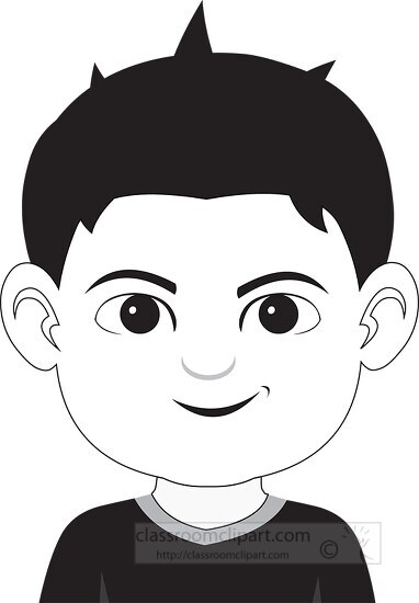 boy character confident expression black outline