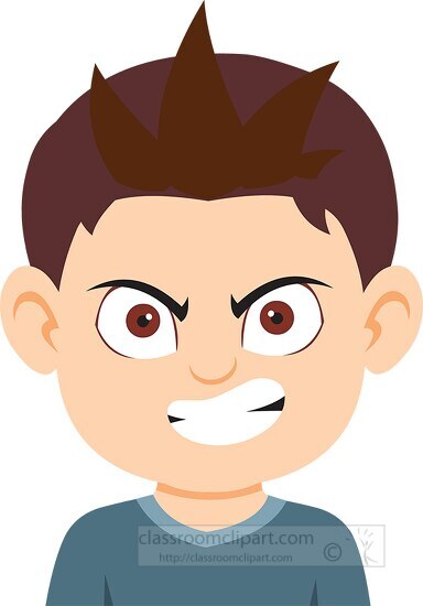 boy character furious expression clipart