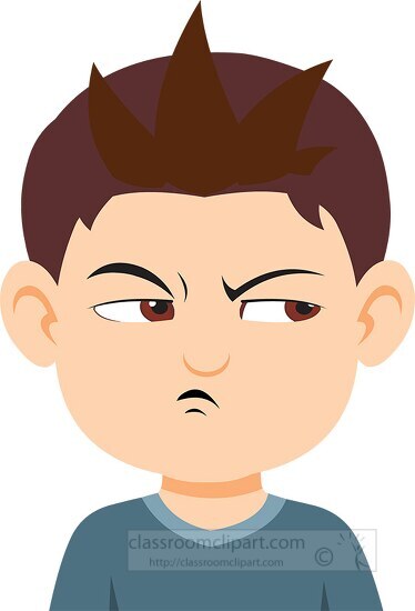 Boy character jealous expression clipart