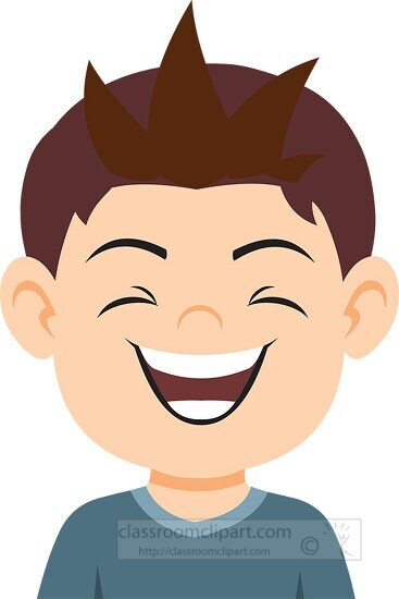 Boy character laughing expression clipart