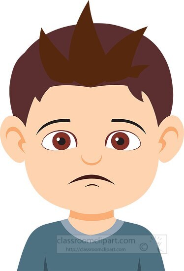 Boy character unhappy or sad expression clipart