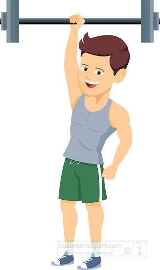 boy doing exercise with barbell clipart