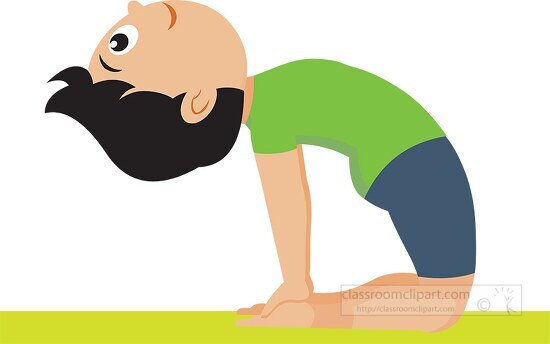 Fitness and Exercise Clipart-boy doing yoga camel pose kids yoga