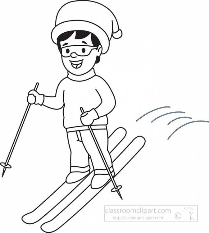 boy downhill skiing clipart