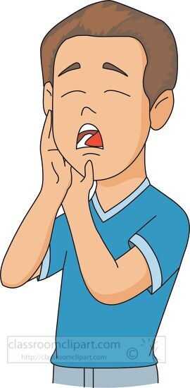 boy experiencing painful toothache clipart