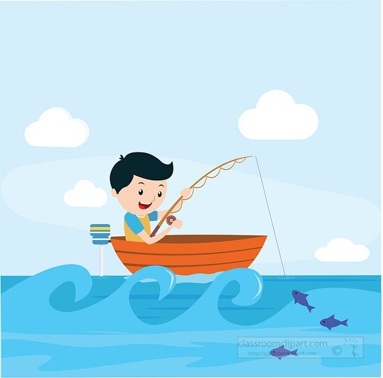 Outdoors and Recreation Clipart-boy fishing in the ocean clipart