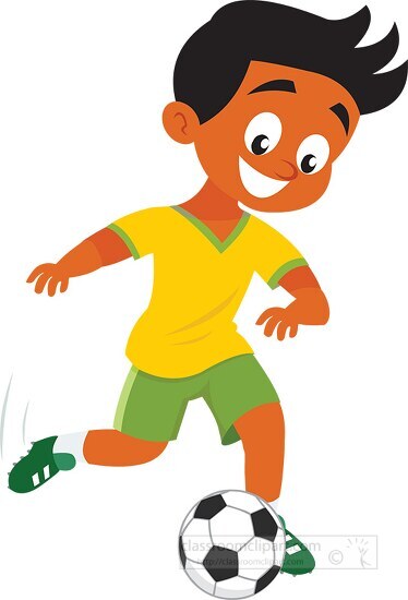 boy football player kicking football clipart