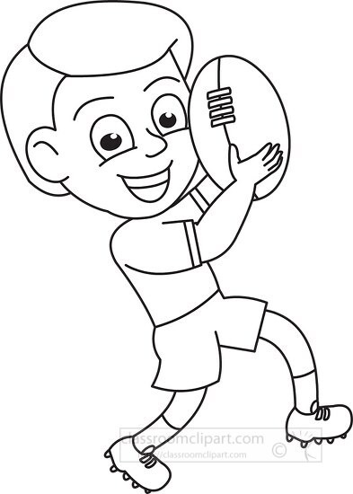 boy holding football outline