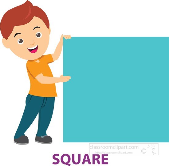 boy holds square shape geometry clipart