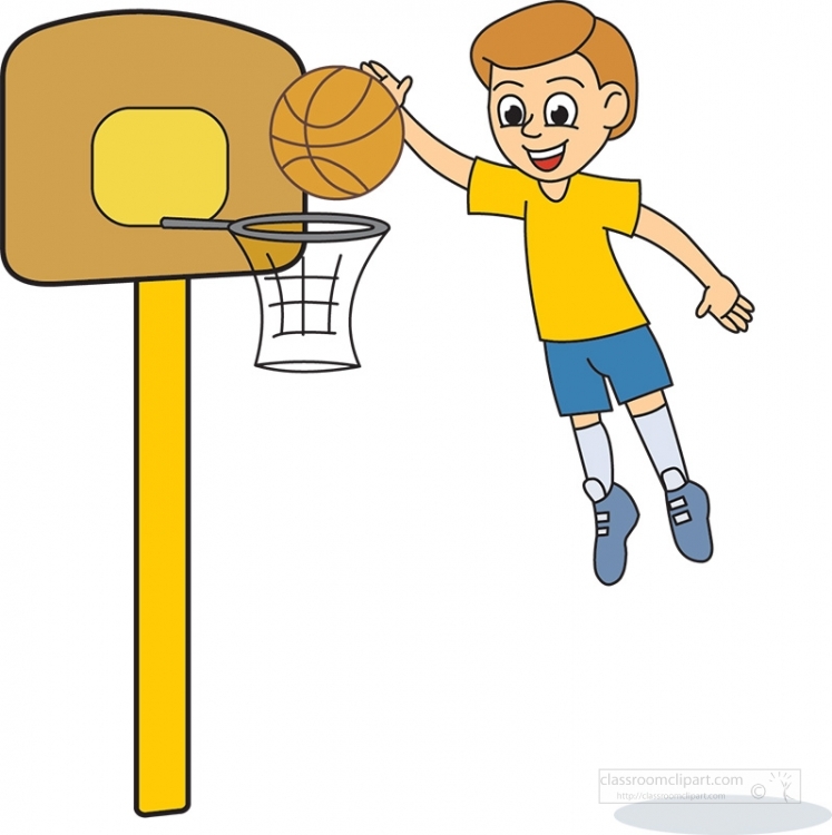 boy jumping to make a basket clipart