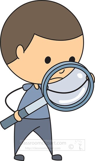 boy looking in magnifying glass