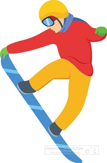 boy mid air on snowboard winter sports clipart