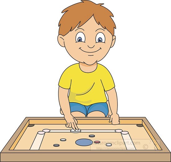 boy playing carrom board clipart